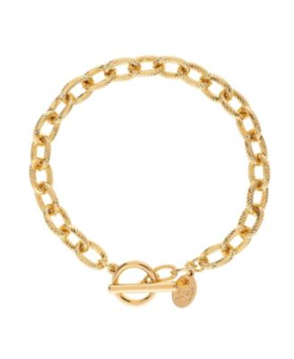 Gold-Tone Textured Toggle Bracelet, 8"