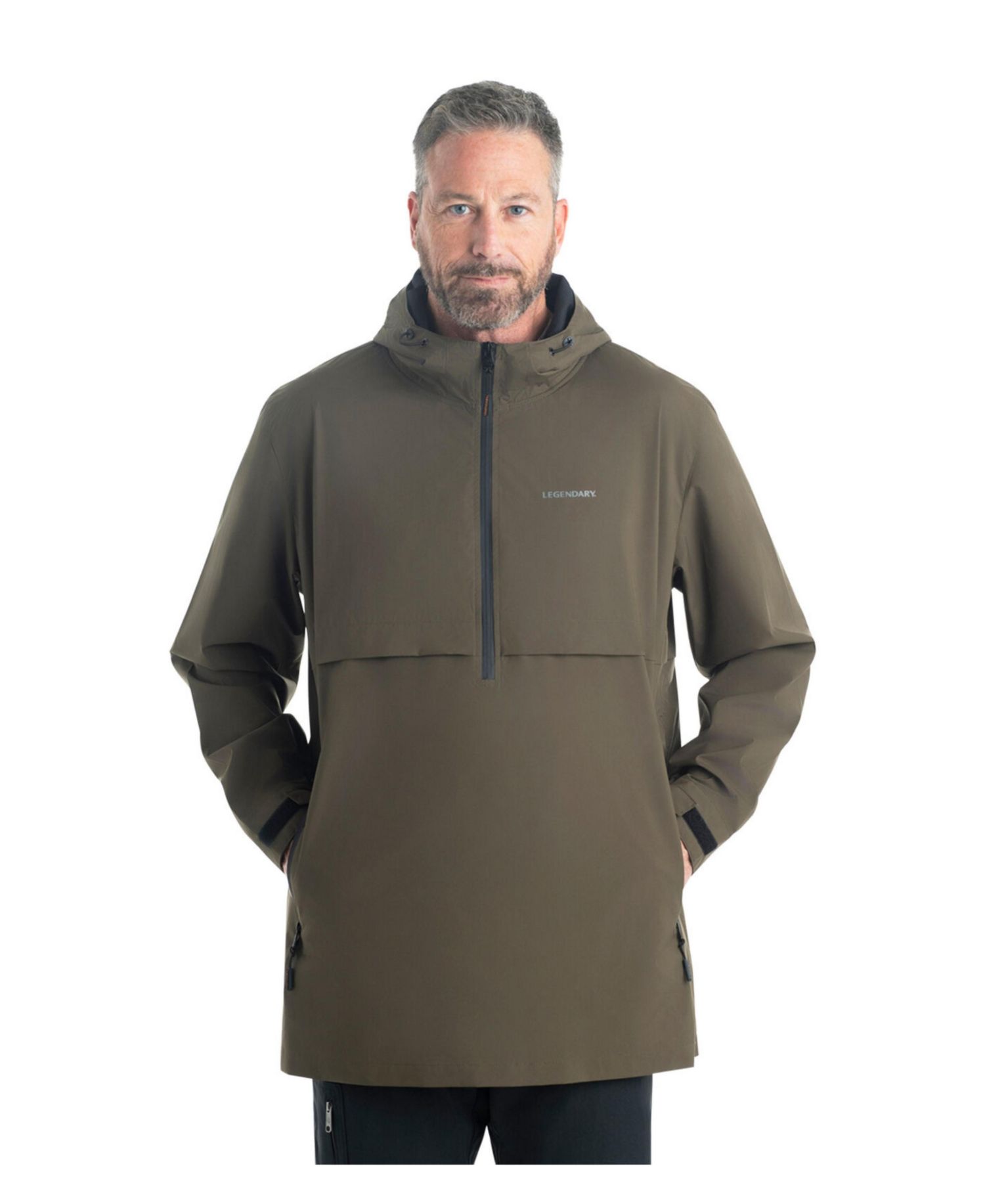 Big & Tall Water Resistant Hooded Pullover Half Zip Up Jacket