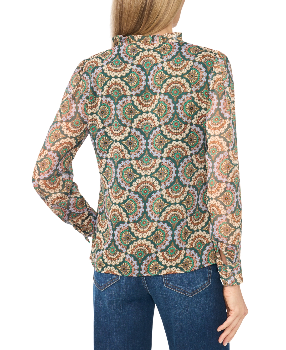 CeCe Women's Ruffle Button-Front V-Neck Blouse