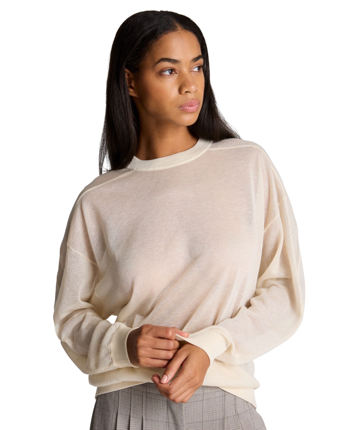 Women's Oversized-Sheer Crewneck Sweatshirt