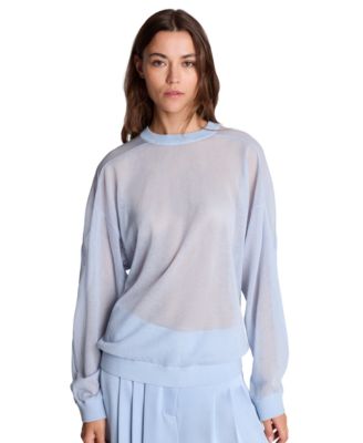 Women's Oversized-Sheer Crewneck Sweatshirt