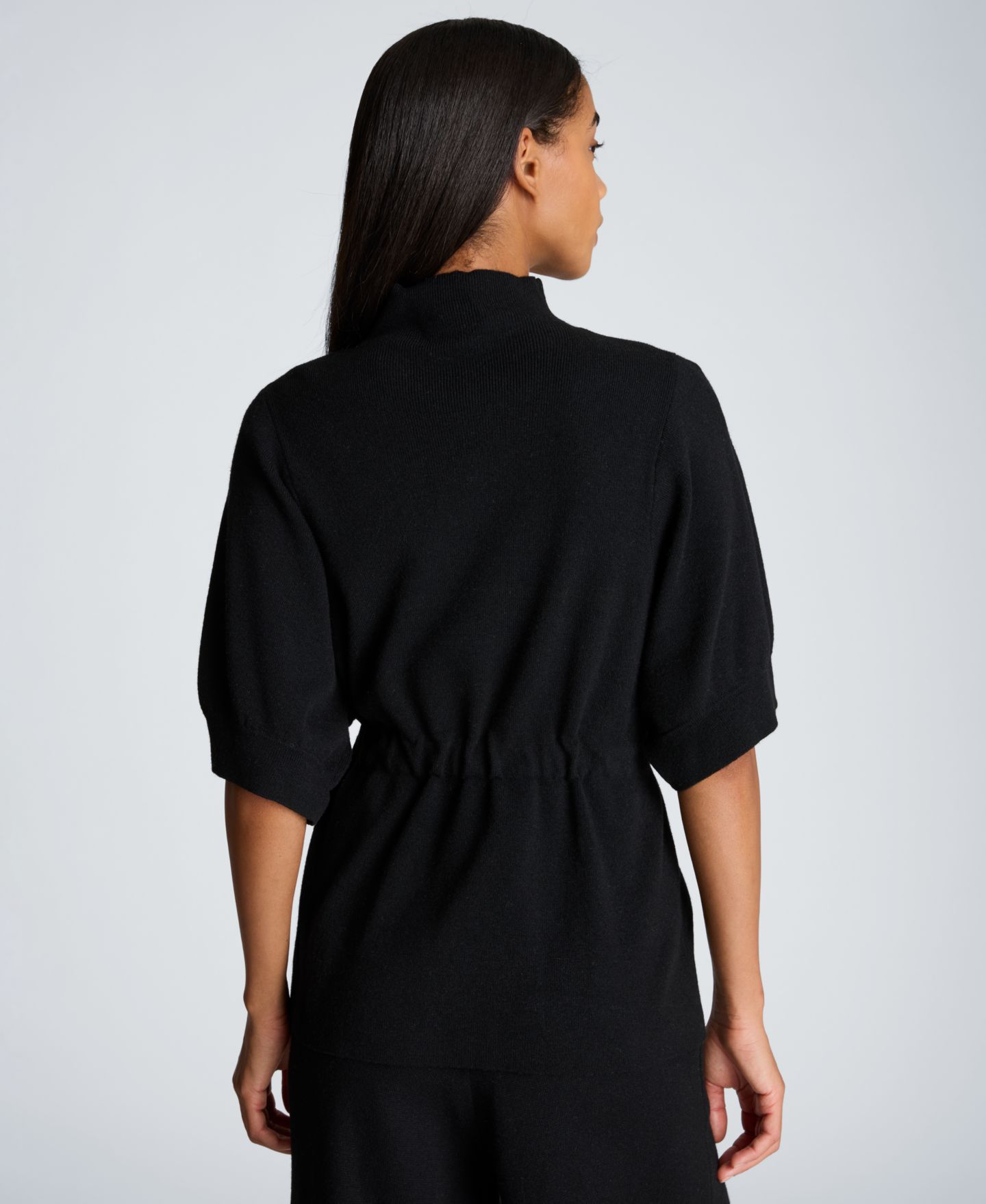 Женский свитер Kenneth Cole Short Sleeve Tunnel Belt Mockneck Knit, цвет: Чёрный — фото 5