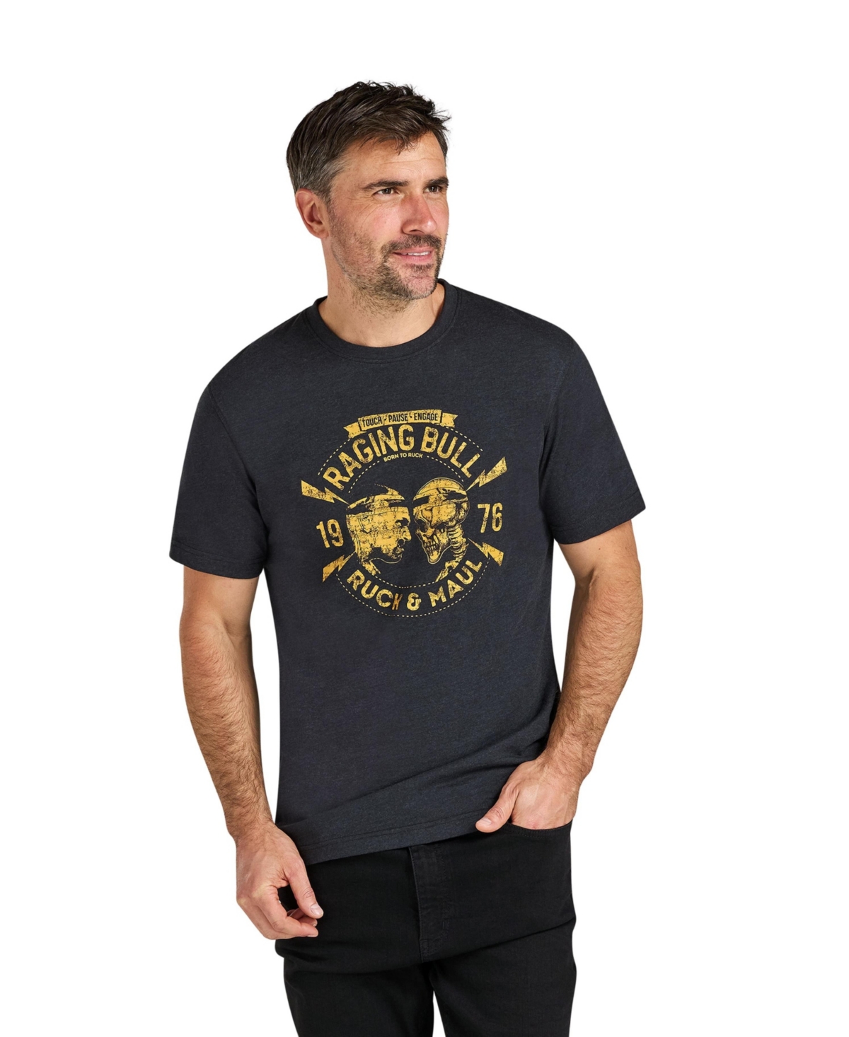 Raging Bull Men's Ruck & Maul Graphic Crewneck Cotton T-Shirt