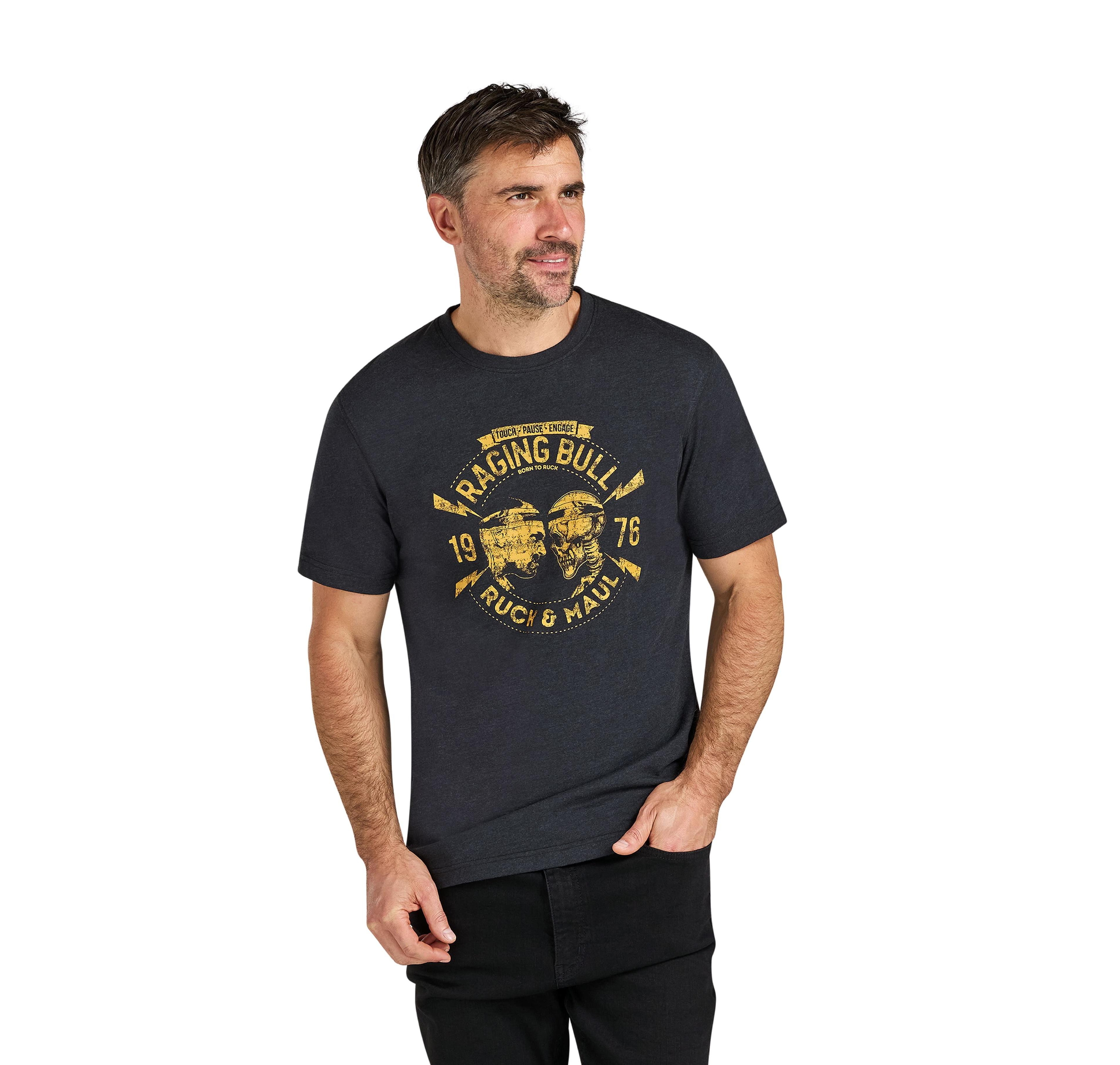 Raging Bull Men's Ruck & Maul Graphic Crewneck Cotton T-Shirt