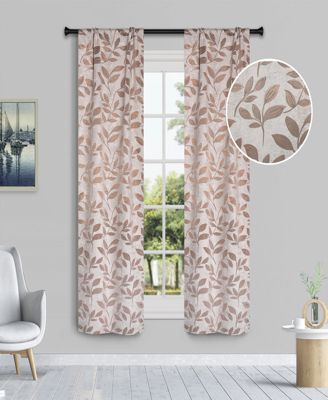 Leaves Machine Washable Room Darkening Semi Blackout Curtains, Set of 2