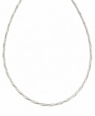 Silver Plated or 18k Gold Plated Brass Twisted Snake Chain Necklace