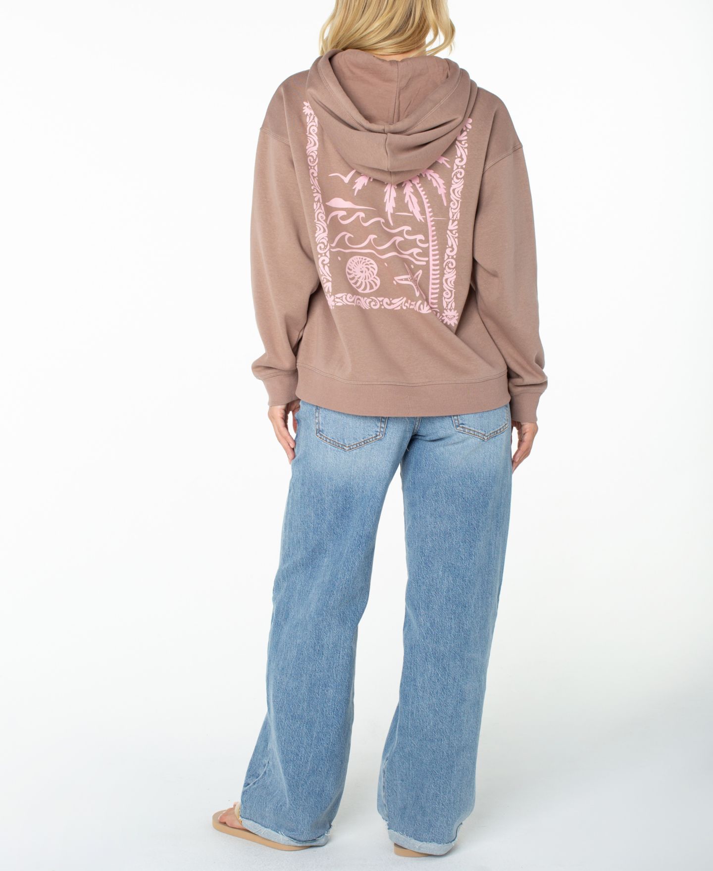 Женское худи Roxy Wailea Graphic Long-Sleeve Cotton-Blend, цвет: Имбирный — фото 4