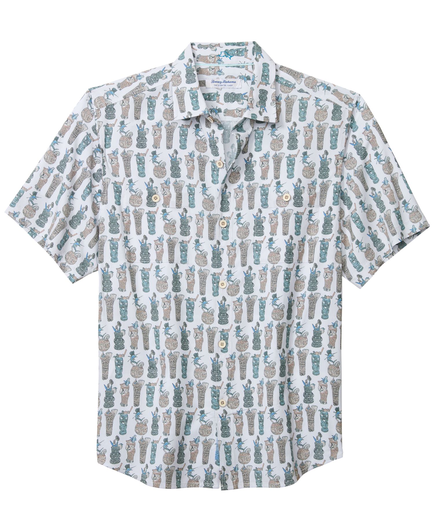 Men's Coastal Ease Tiki Tango Short-Sleeve Printed Shirt