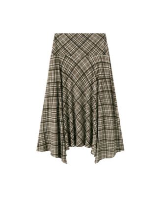 Women's Plaid Asymmetric Midi Skirt