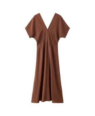 Women's V-Neck Ruched Midi Dress