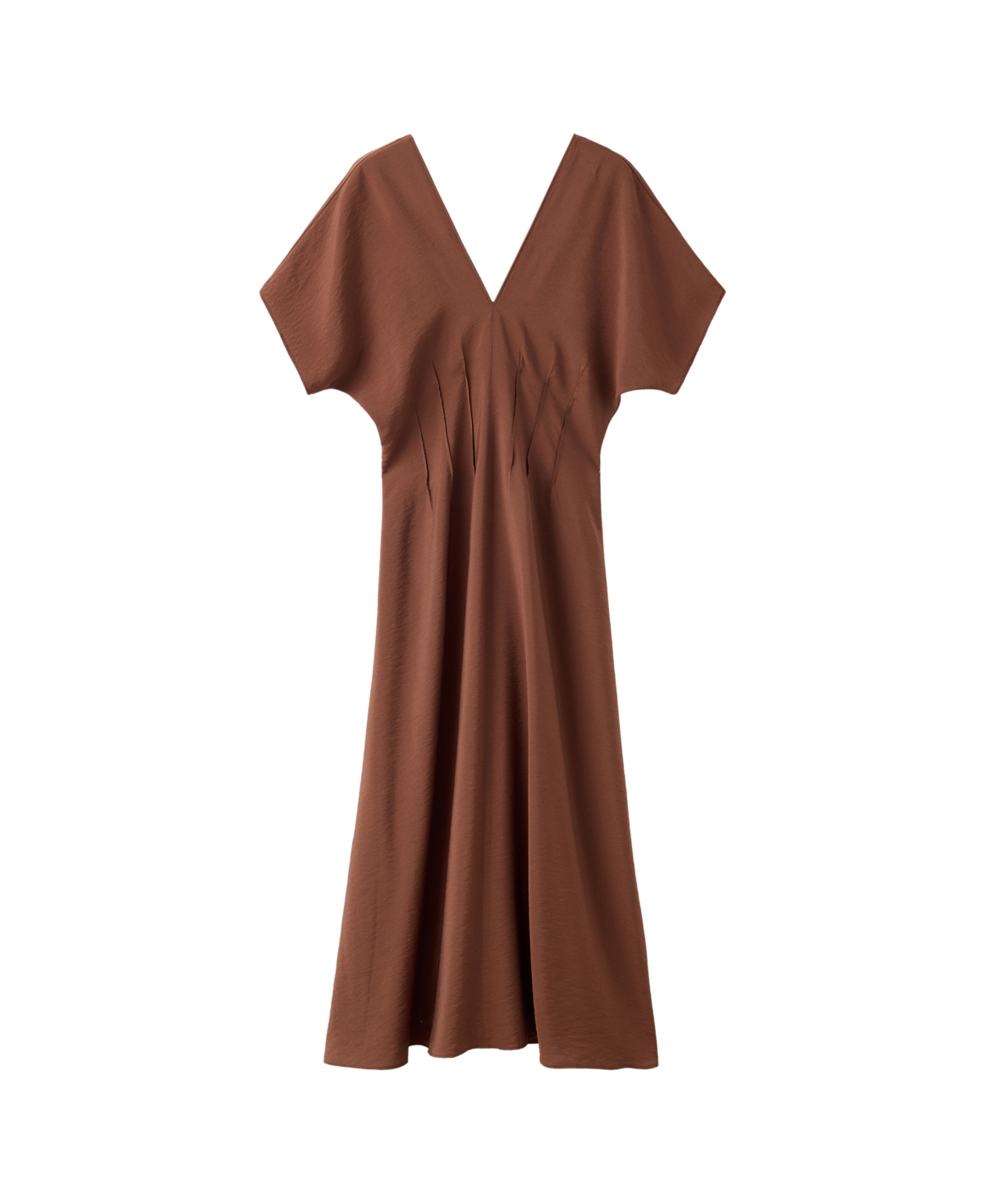 Mango Women's V-Neck Ruched Midi Dress - Chocolate
