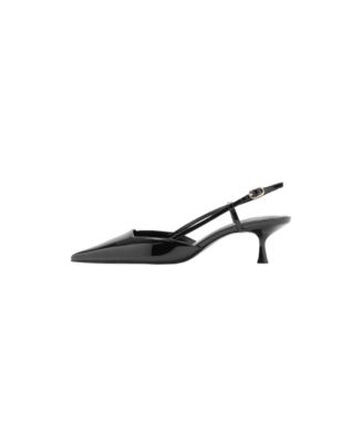 Women's Slingback Kitten Heel Pointed-Toe Faux Leather Pumps