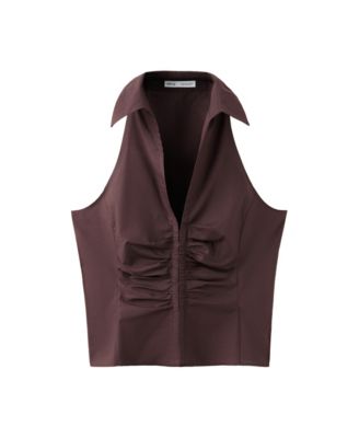 Women's Ruched V-Neck Sleeveless Blouse