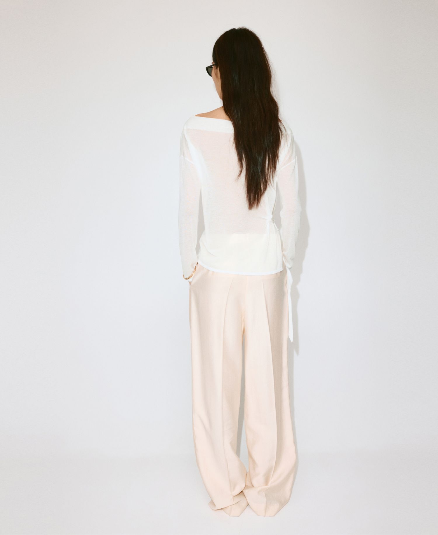 Women's Fine-Knit Bow Boat-Neck Long-Sleeve Sweater