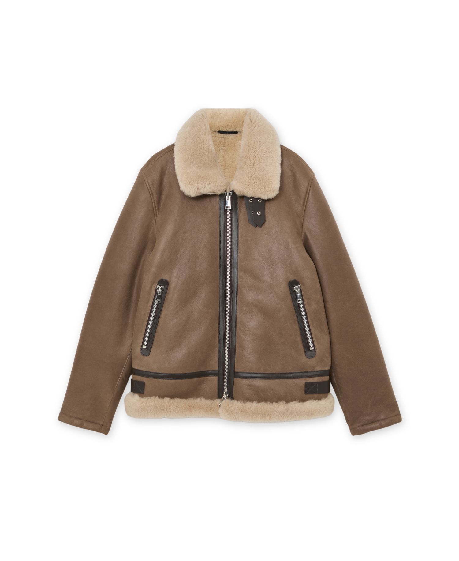 Men's Hardy Aviator-Style Shearling-Collar Leather Jacket