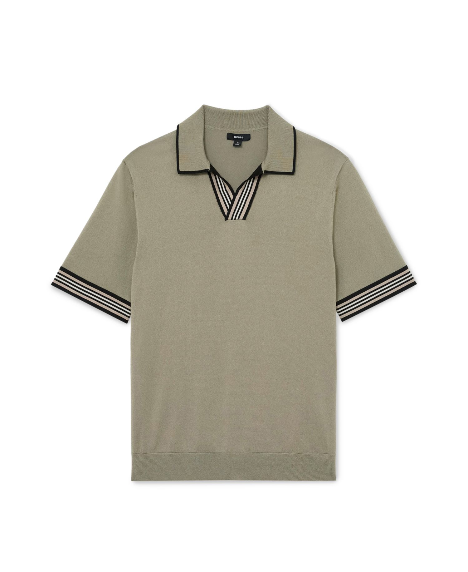 Men's Poole Compact-Knit Stripe-Tipped Regular Fit Polo Shirt