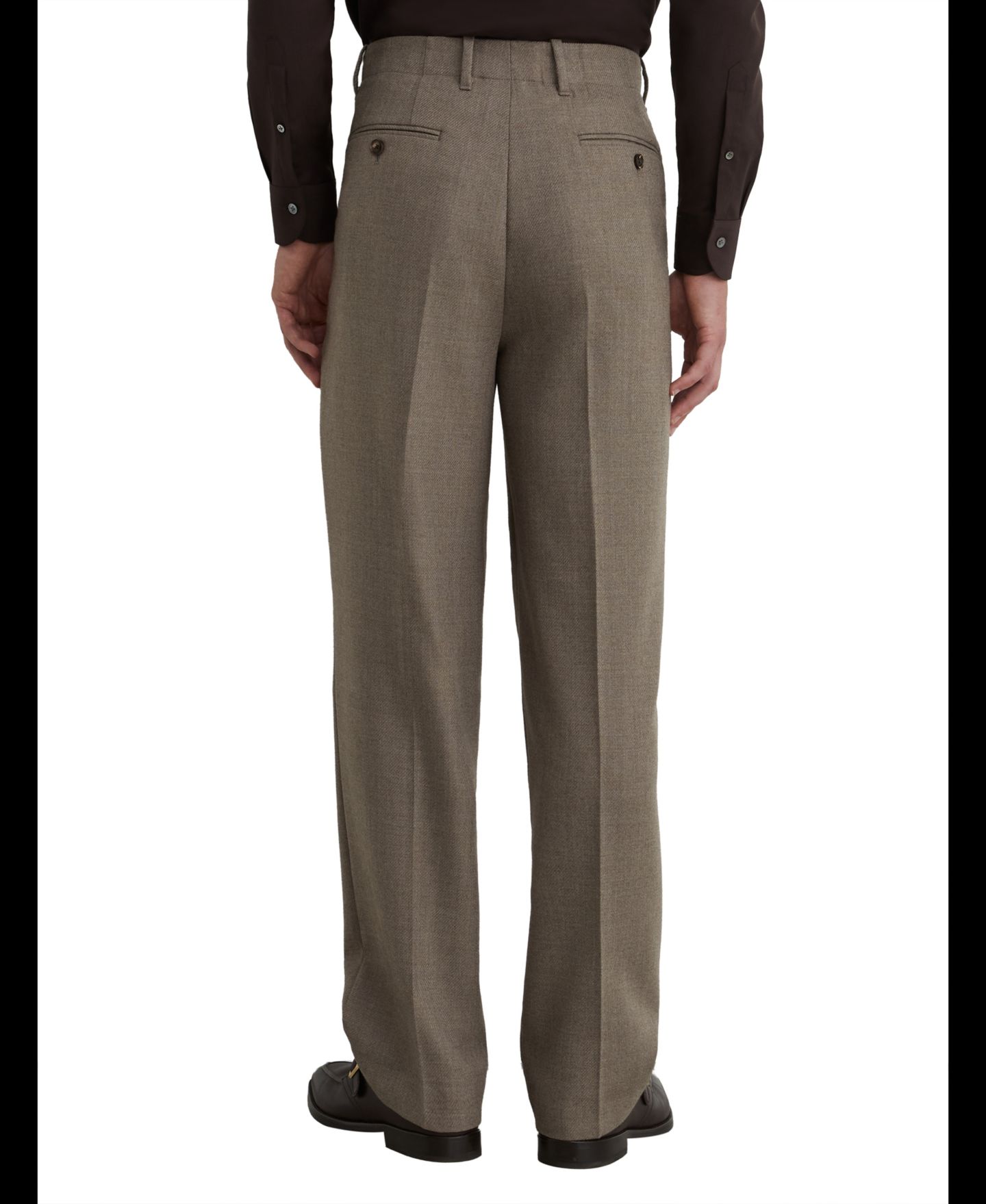 Мужские брюки REISS Terrain Pleated Twill Wool-Blend Relaxed-Fit, цвет: Серо-бежевый коричневый — фото 2