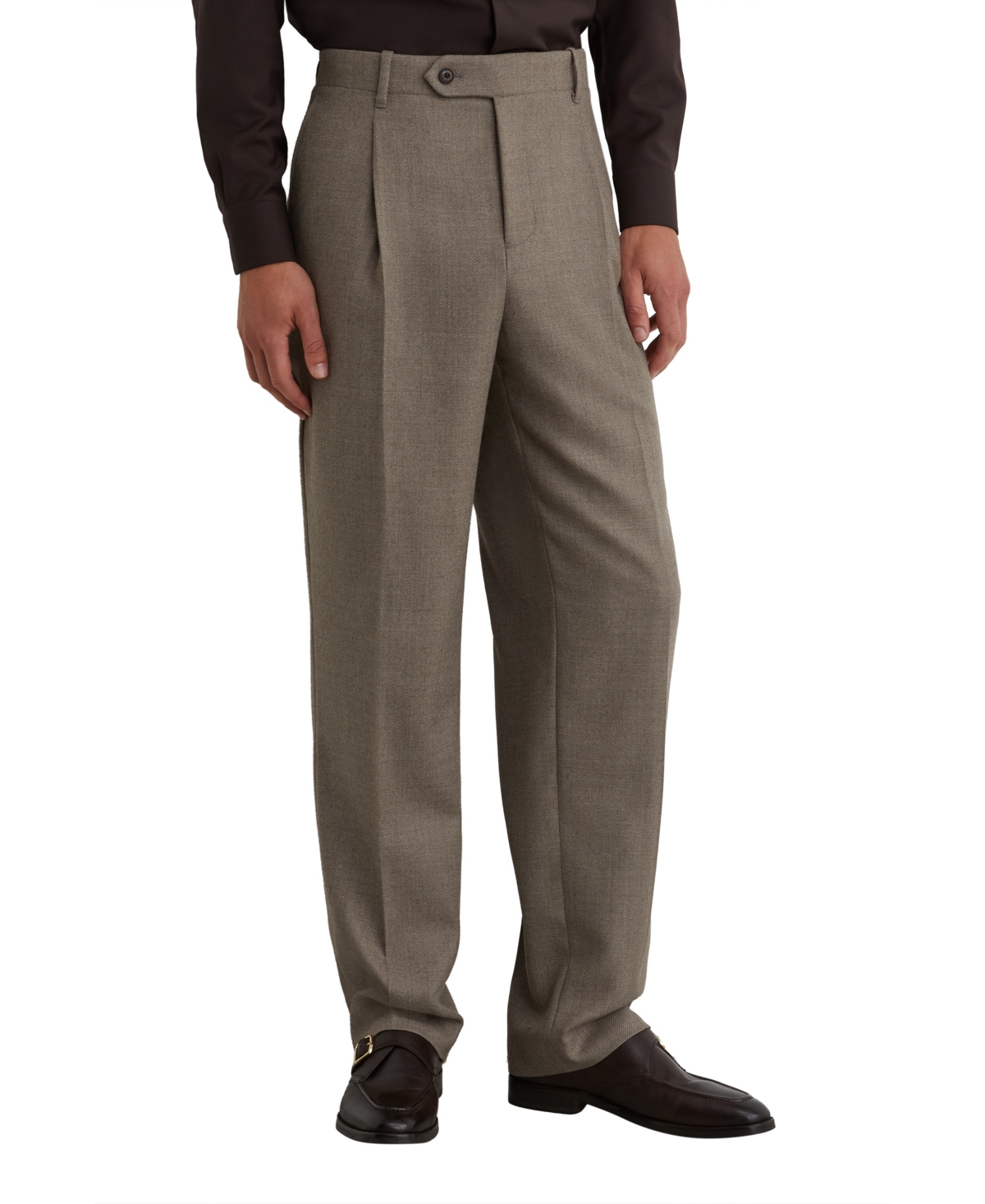 Reiss Men's Terrain Pleated Twill Wool-Blend Relaxed-Fit Pants
