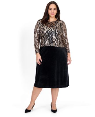 Plus Size A-Line Midi Sequin Dress