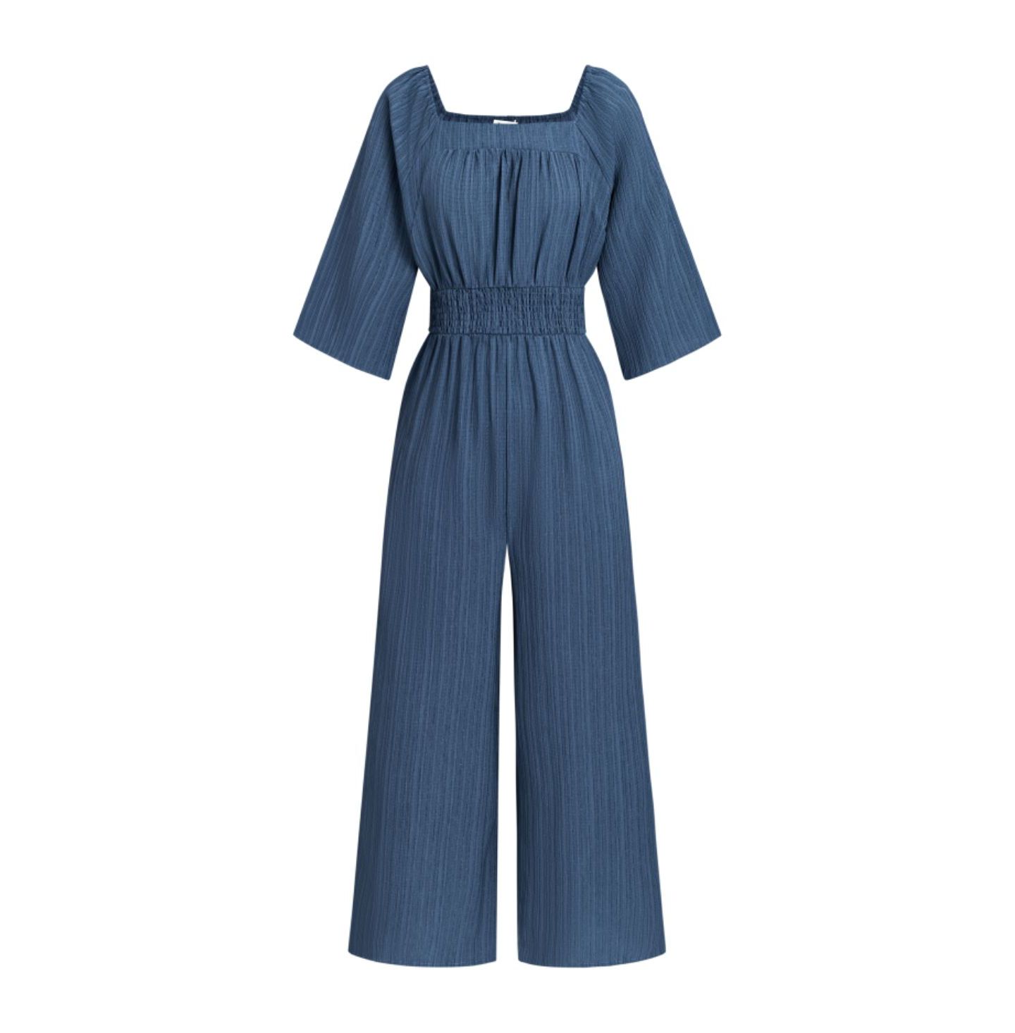 Женский комбинезон Cupshe Square Neck Straight Leg Jumpsuit, цвет: Тёмный синий — фото 4