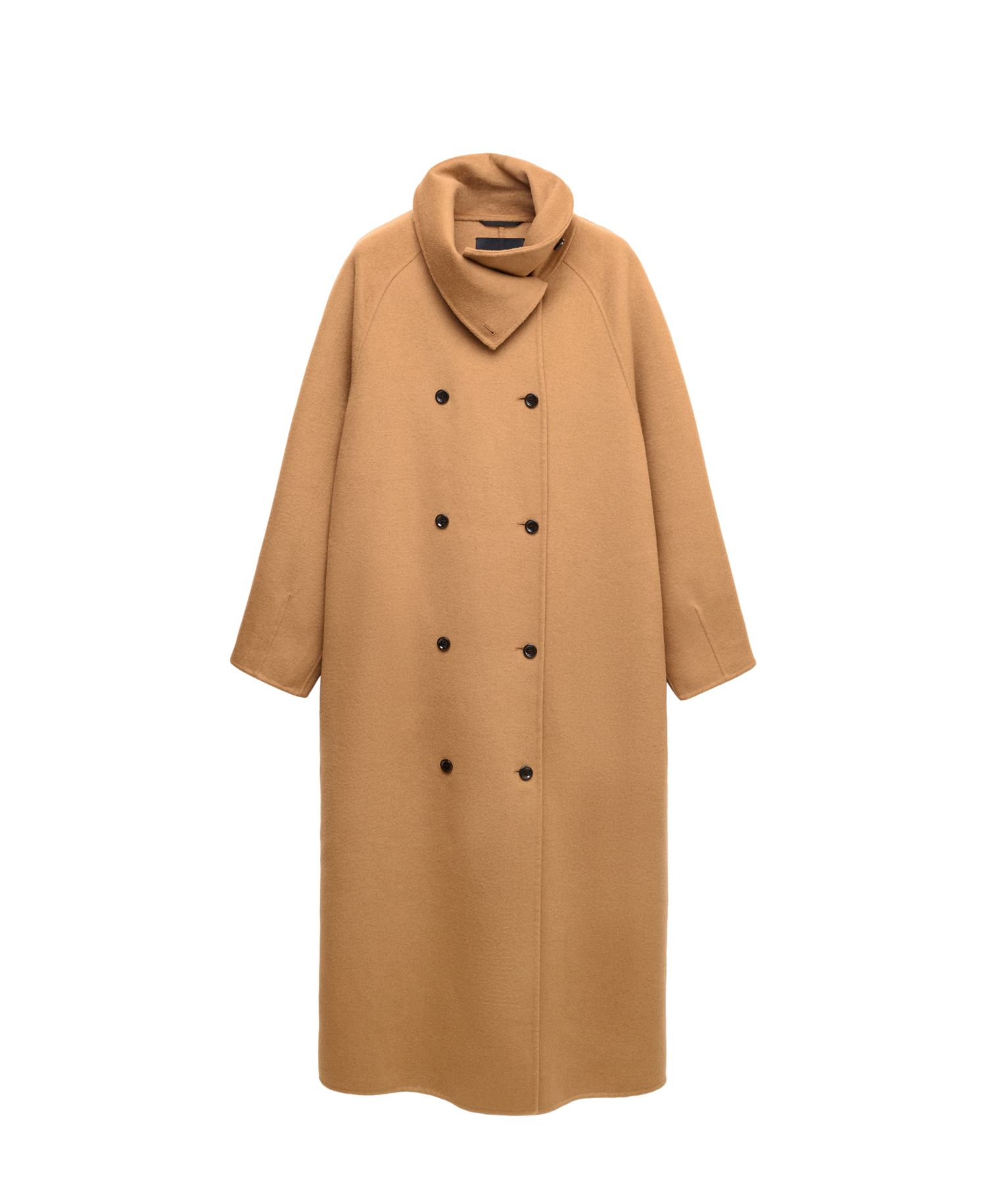 Women's Selection Wool-Blend Double-Breasted Detachable Scarf Coat