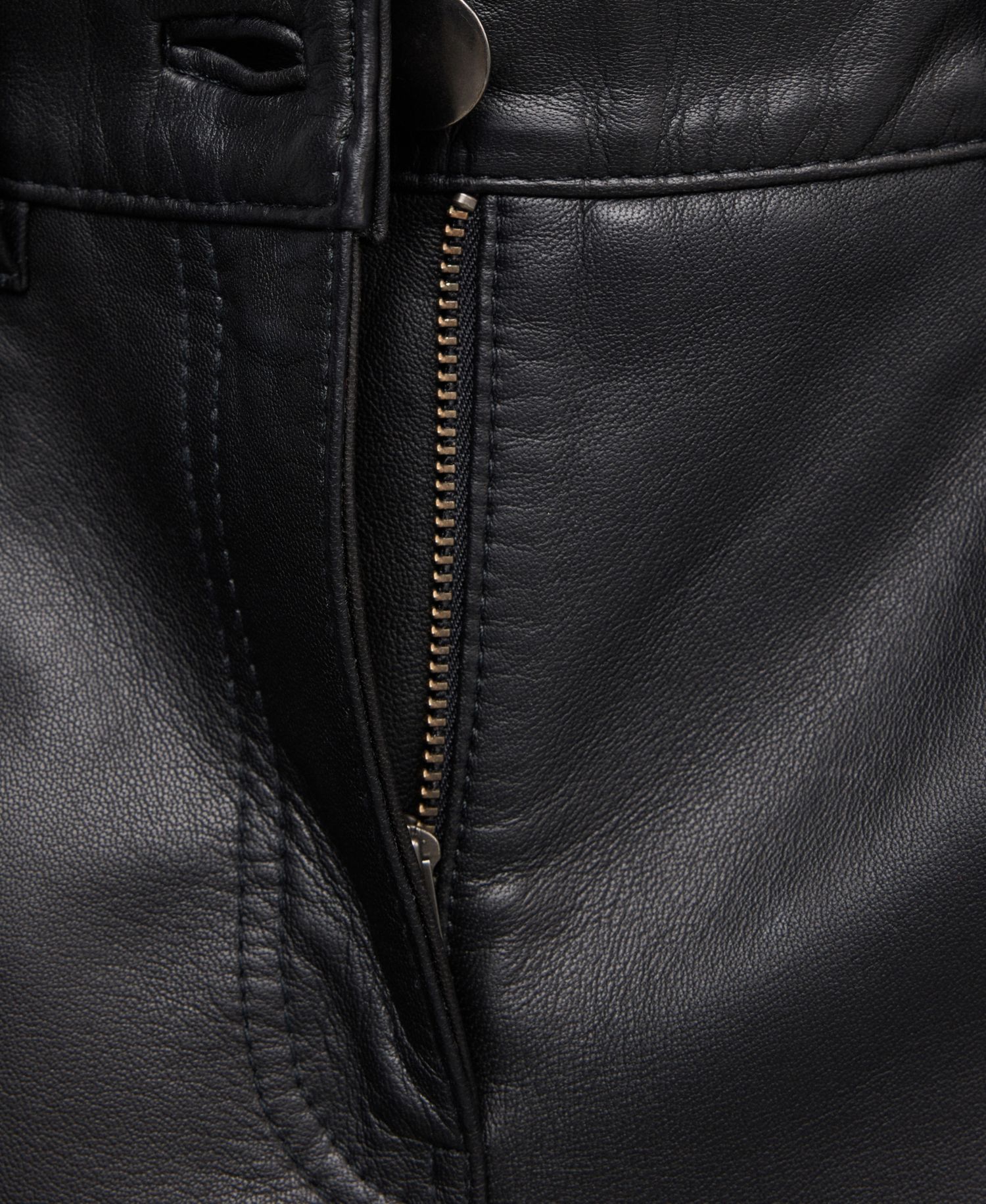 Women's Selection Straight-Fit Mid-Rise Leather Pants
