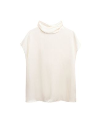 Women's Selection High-Neck Short-Sleeve Silk Blouse