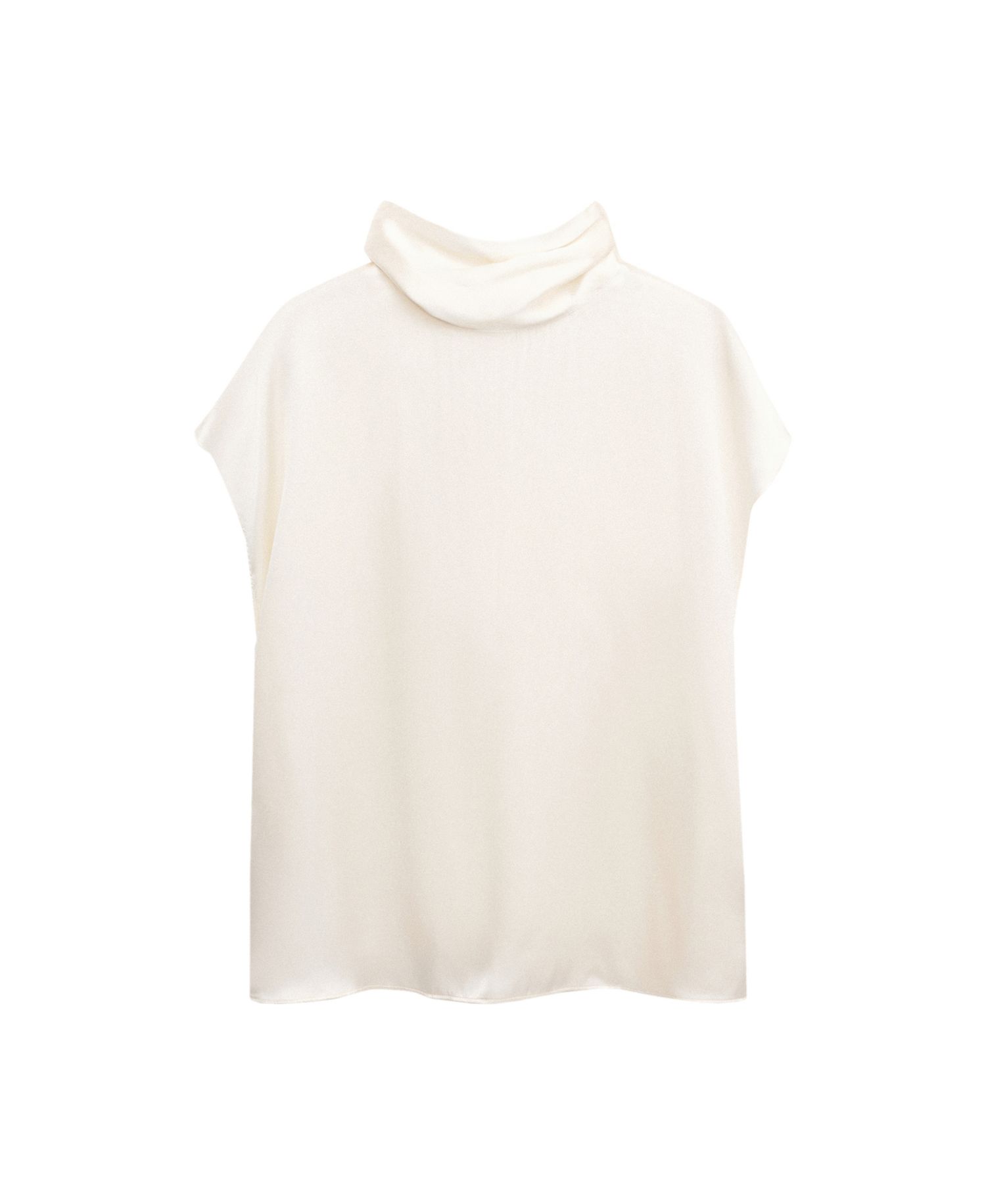 Women's Selection High-Neck Short-Sleeve Silk Blouse