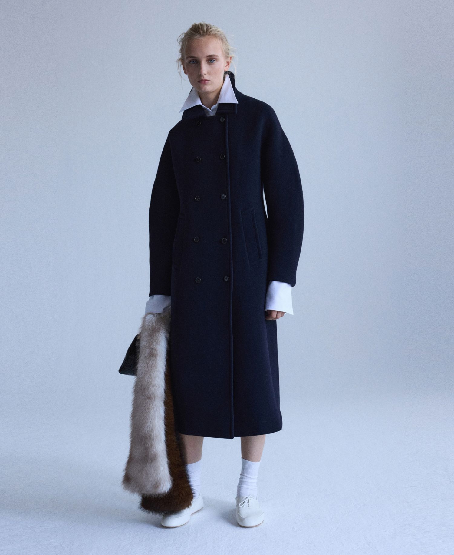 Women's Selection Double-Breasted Wool-Blend Coat