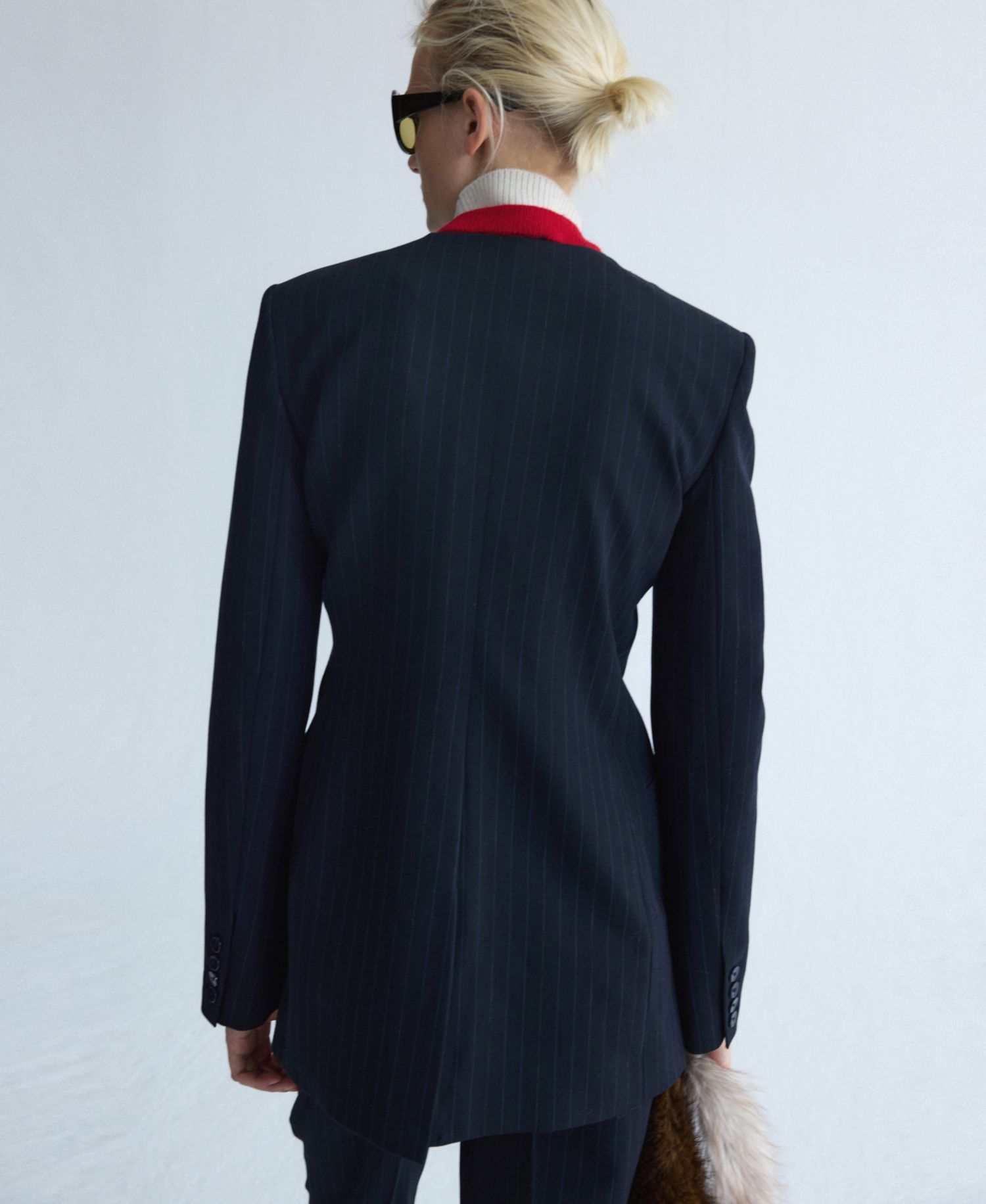 Women's Selection Pinstripe V-Neck Wool-Blend Blazer