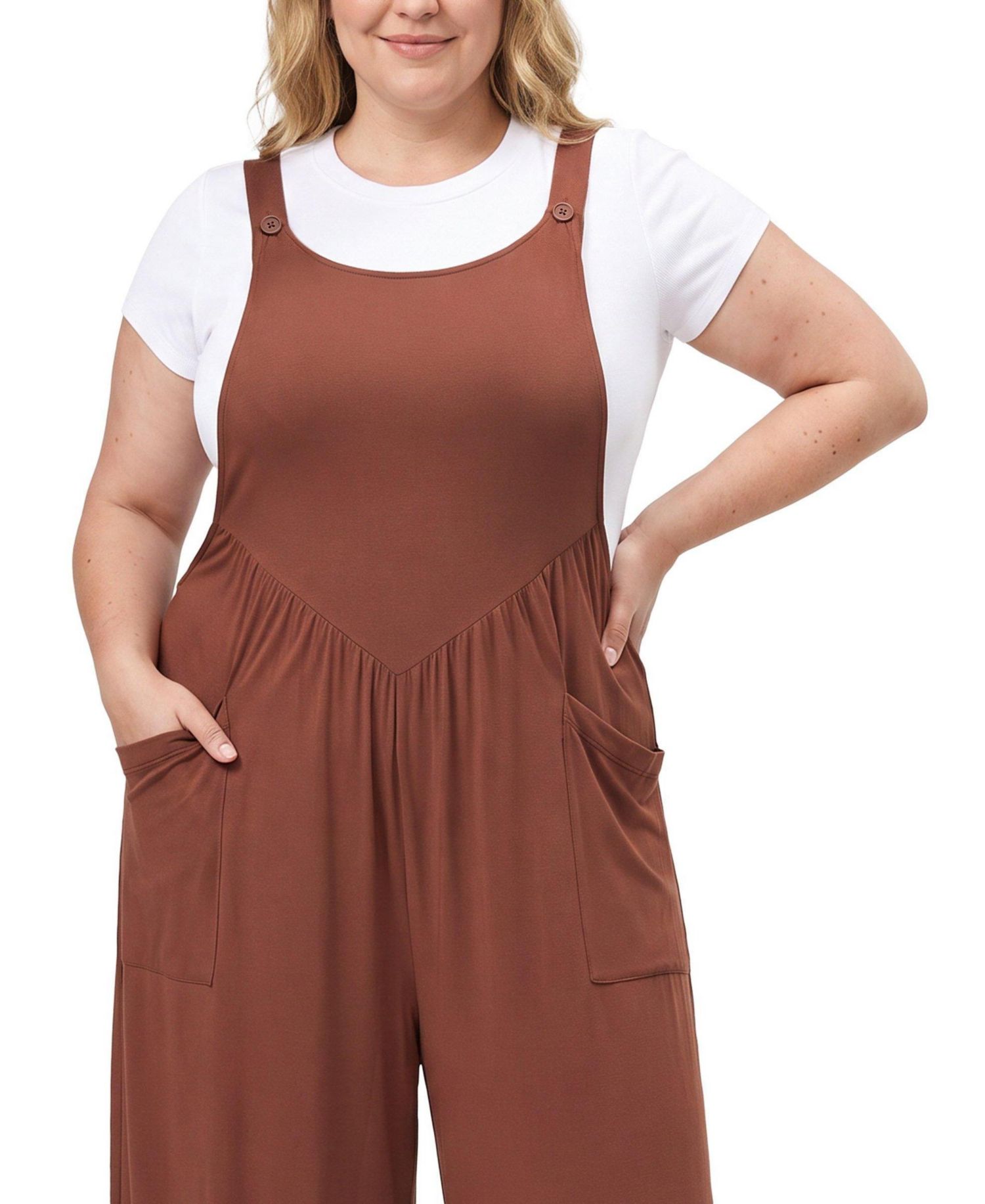 Plus Size Super Soft Jersey Wide-Leg Overall