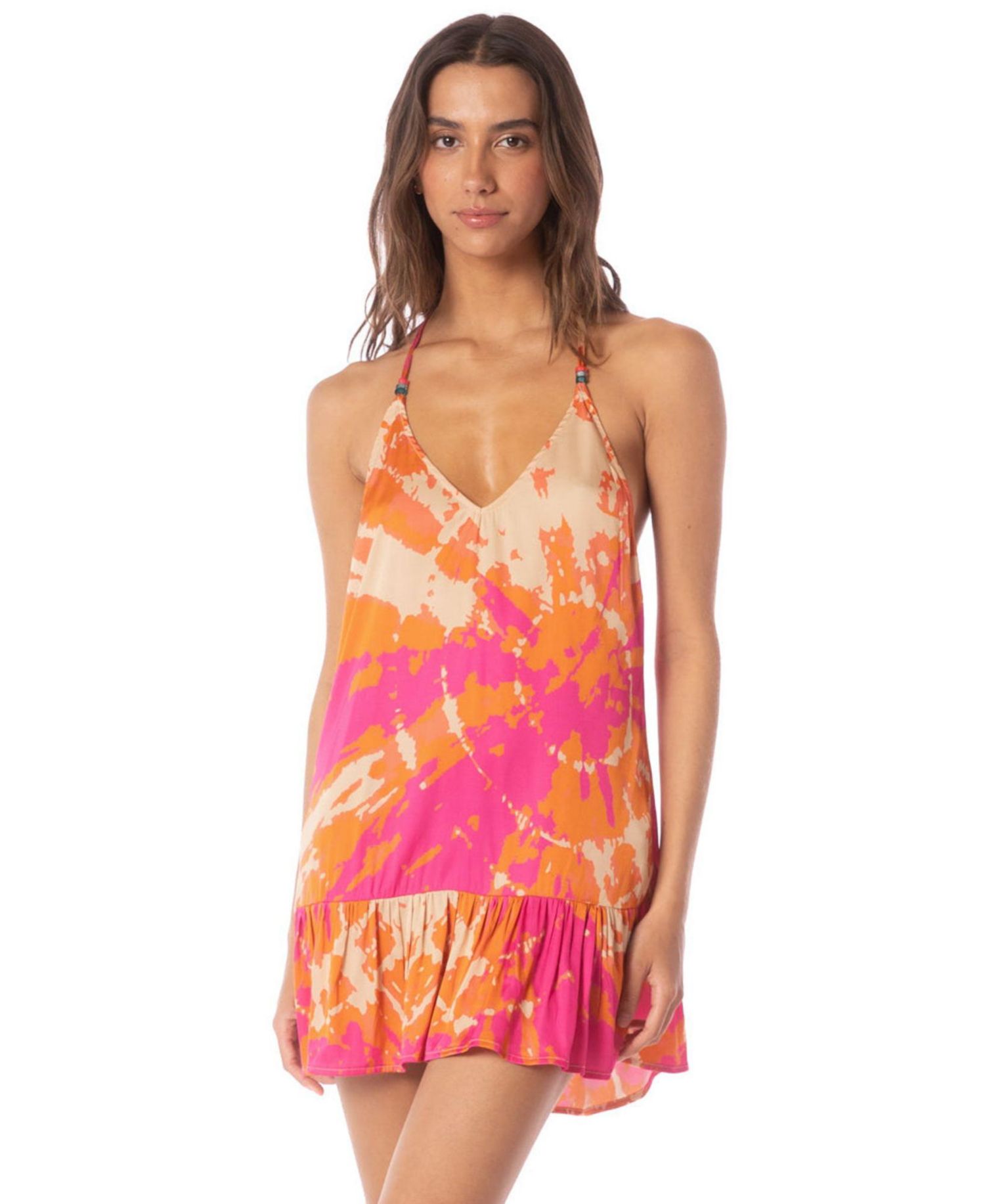 Women's Linn Open-Back V-Neck Flounce Hem Mini Dress