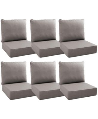 24"x22"x6" Patio Thick Cushions and Pillows Set - Deep Seat Indoor/Outdoor Water and Fade Resistant