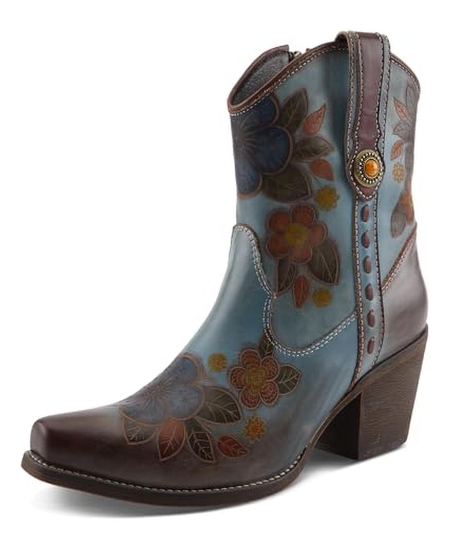 Женские ботинки L'Artiste Spring Step Cahoots Bootie with Floral Embroidery, цвет: Синий разноцветный — фото 2
