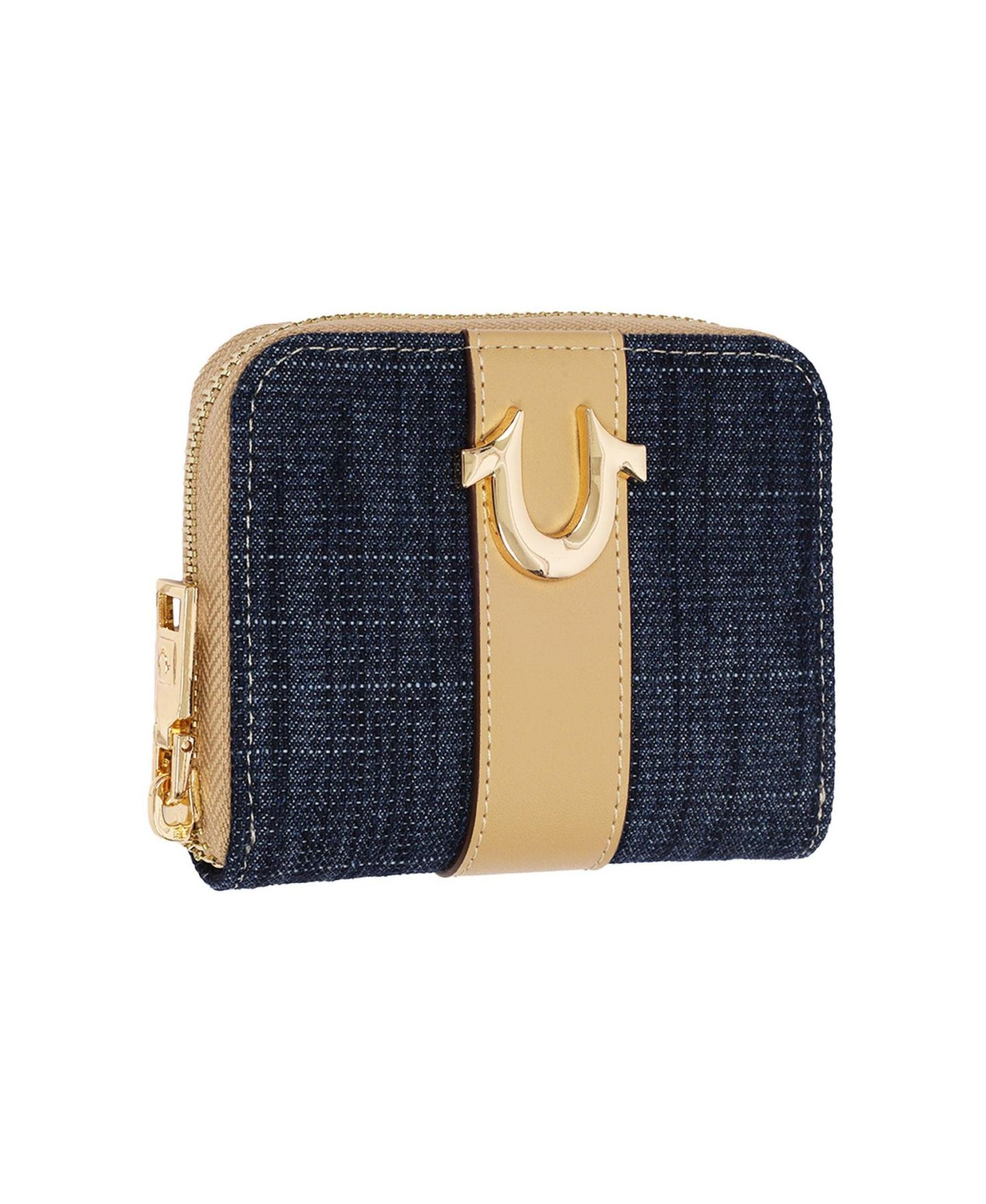 Женский кошелёк True Religion Denim and PU Small Zip Around Wallet with Horseshoe Hardware, цвет: Тёмный джинсовый — фото 2