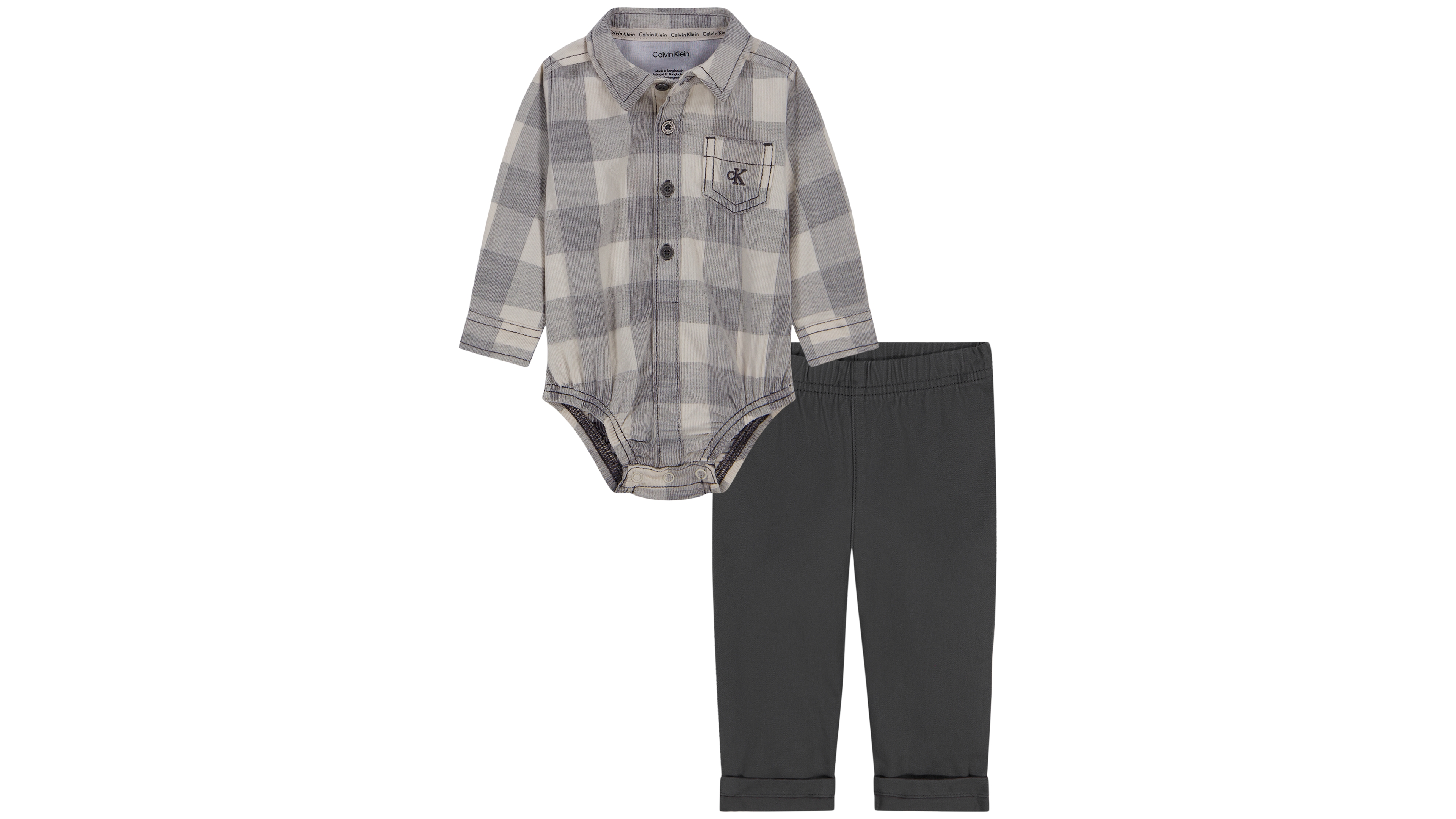 Calvin Klein Baby Boys' Long-Sleeve Corduroy Shirt and Pant, 2-Piece Set