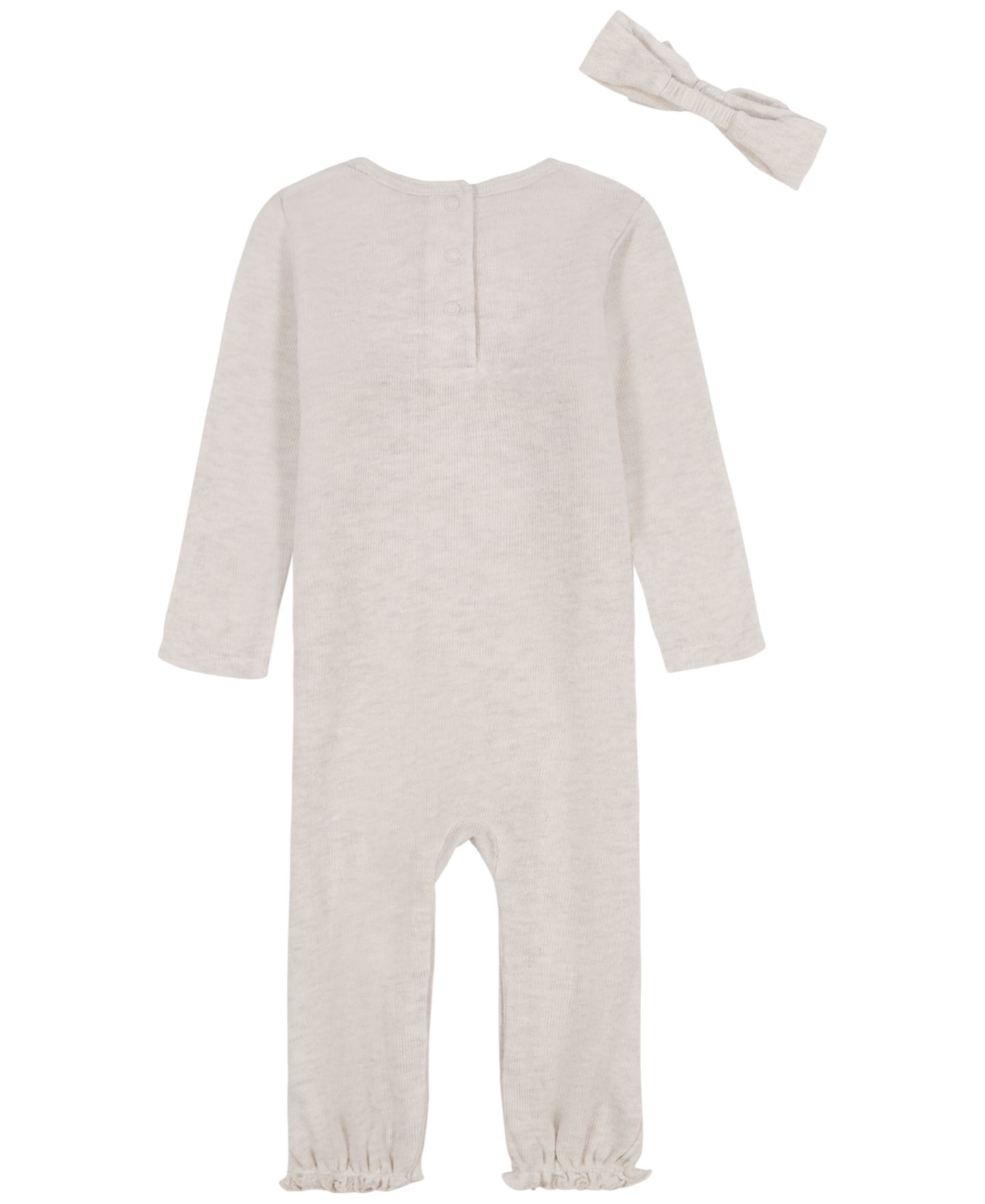 Комплект Tommy Hilfiger Ruffled Long-Sleeve Romper and Headband, 2-Piece Set для девочек-малышей, цвет: Овсяный — фото 2