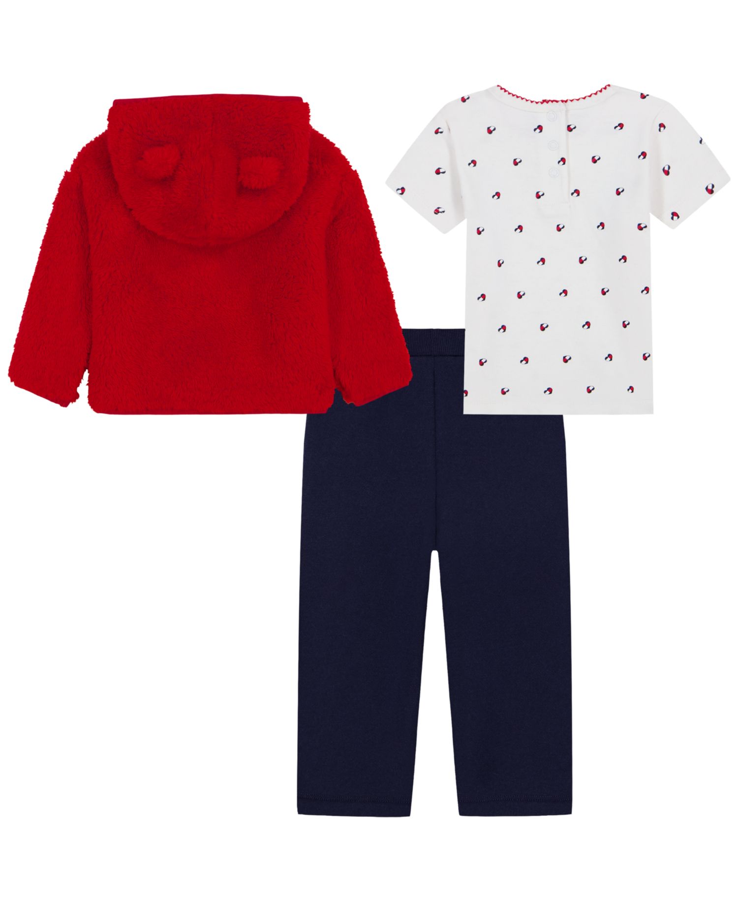 Baby Girls' Hoodie, Short-Sleeve T-Shirt and Wide-Leg Pants, 3-Piece Set