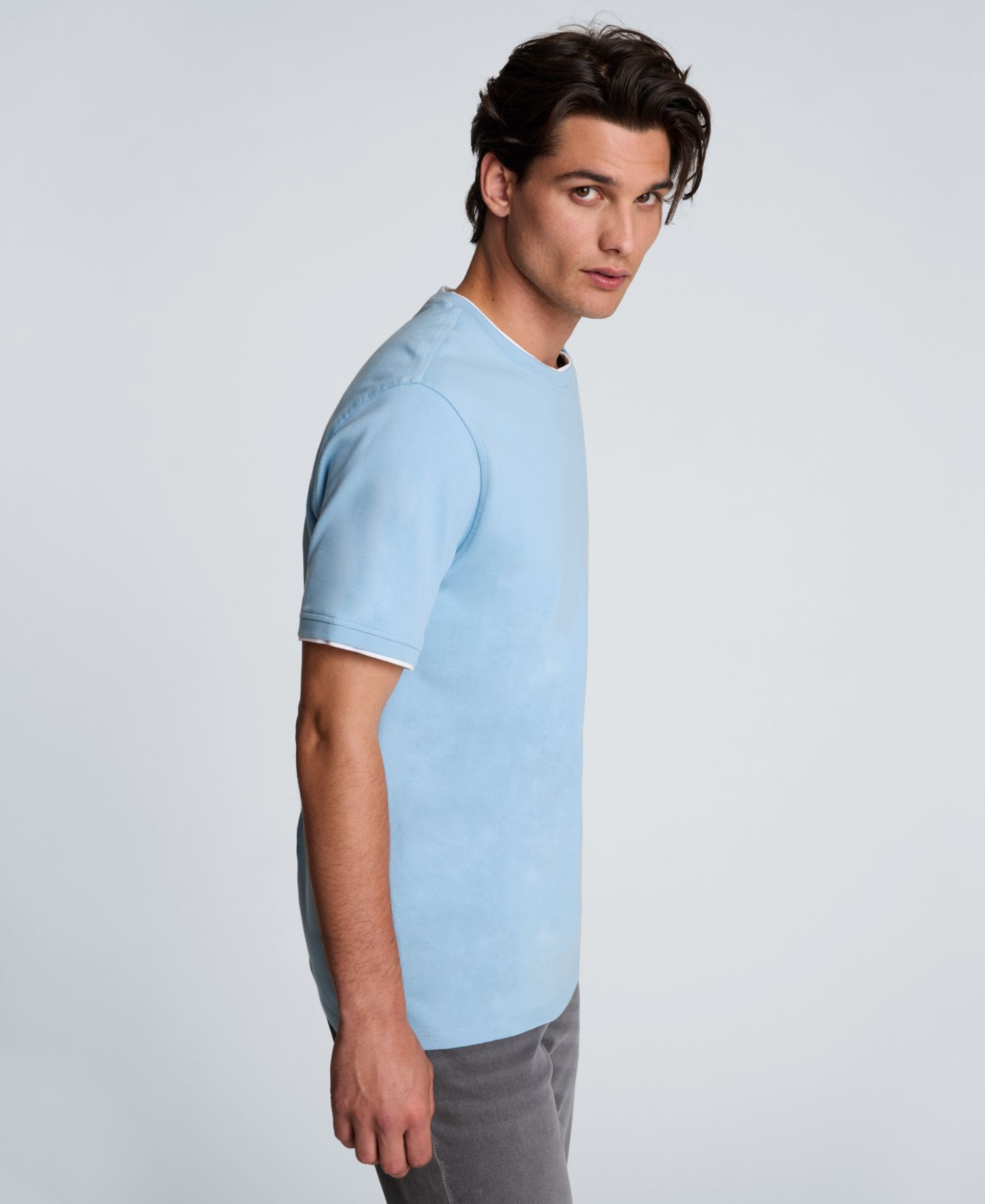 Men's Double Collar Classic-Fit Crewneck T-Shirt