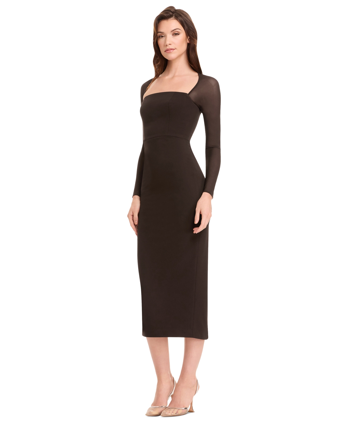 Dress the Population Women's Maxine Long Sleeve Dress - Mocha