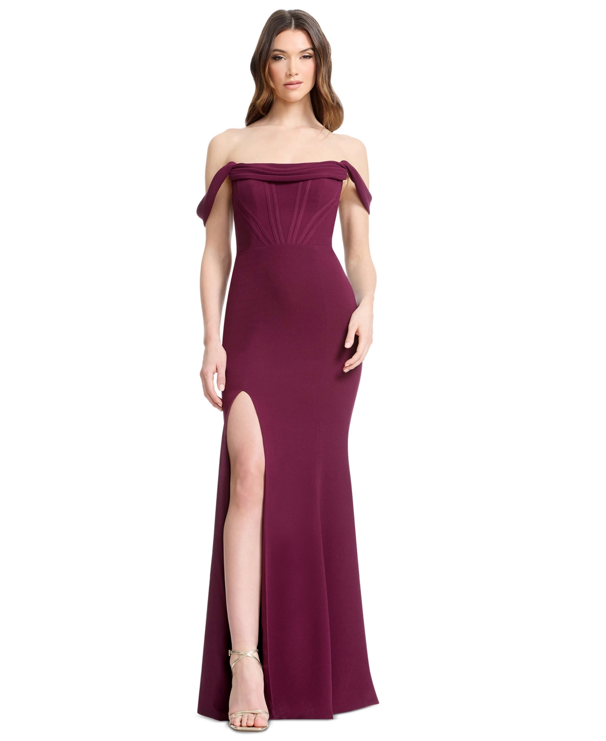 Dress the Population Women's Melania Corset Gown - Dark Cherry