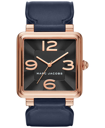 Marc Jacobs Women's Vic Navy Leather Strap Watch 34mm MJ1530