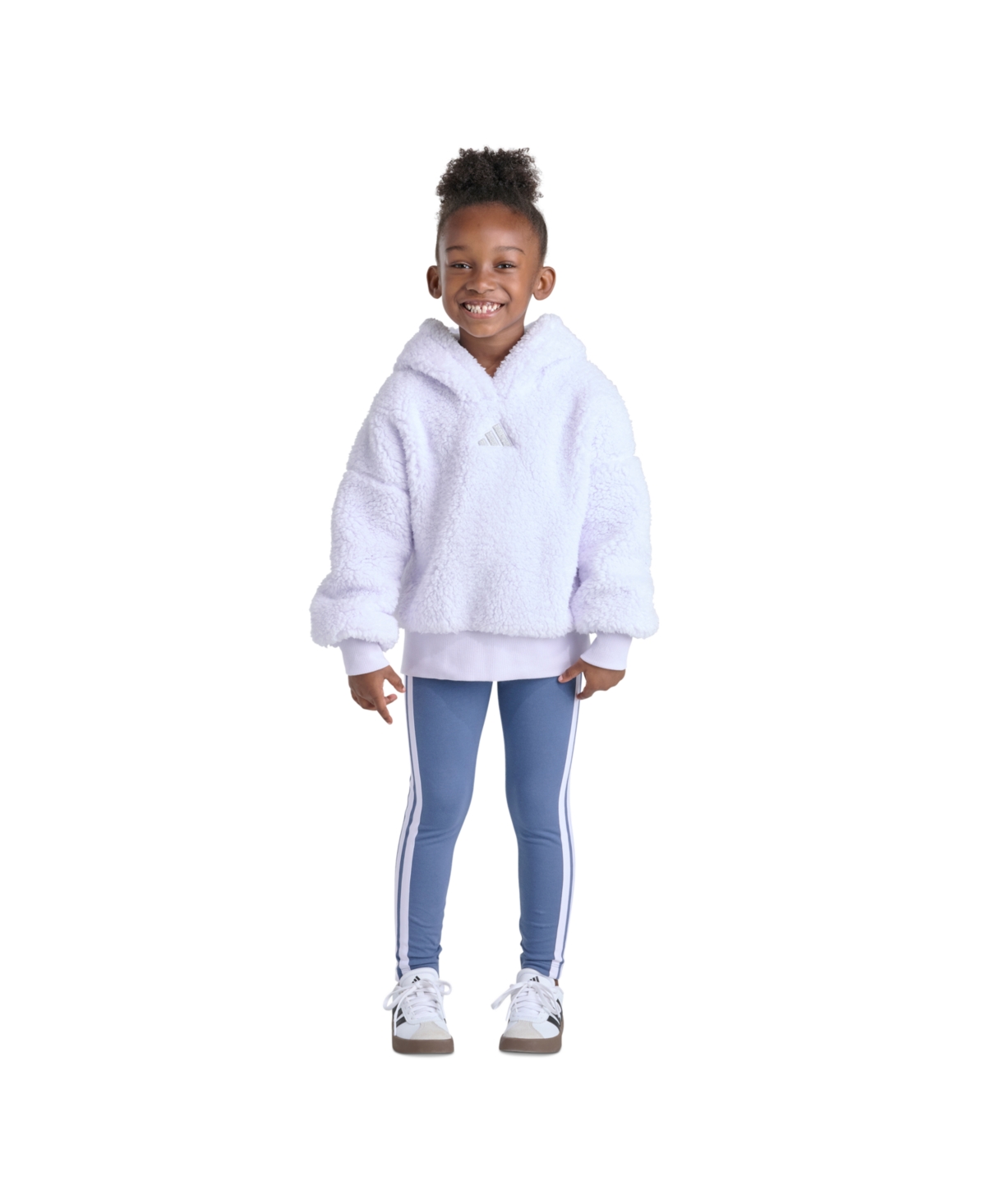 adidas Girls' 2T-6X Long-Sleeve Sherpa Hoodie and Leggings, 2-Piece Set