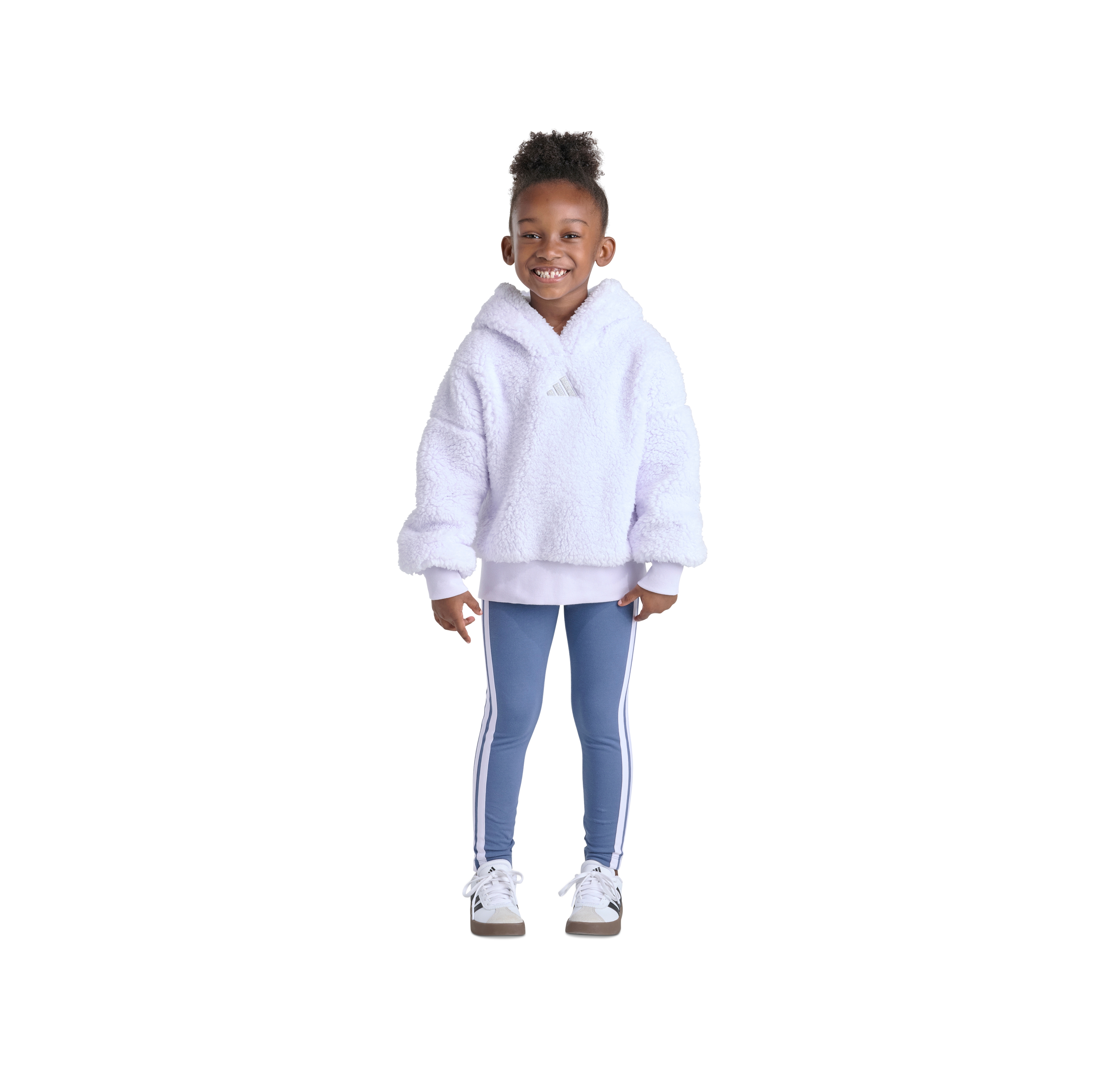 adidas Girls' 2T-6X Long-Sleeve Sherpa Hoodie and Leggings, 2-Piece Set