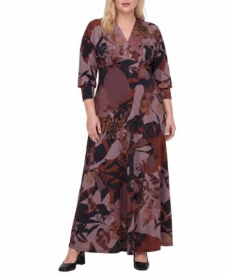 Plus Size Floral-Print A-Line Maxi Dress
