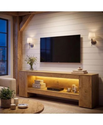 83-Inch TV Stand for 65/75/85, Farmhouse Entertainment Center, 2-Tier Television Stand with LED Light