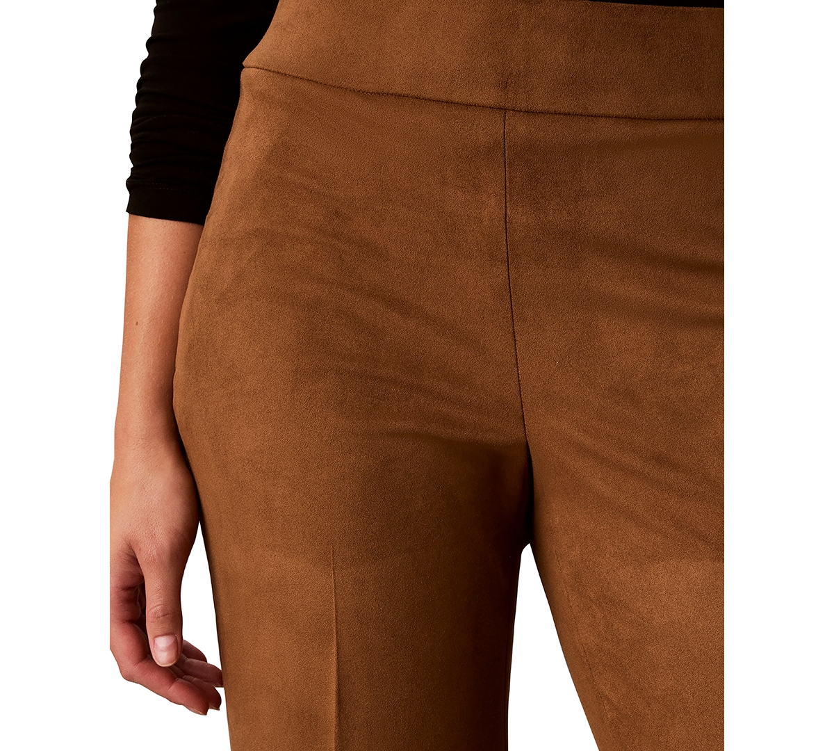 Calvin Klein Women's High-Rise Wide-Leg Pull-On Faux Suede Pants