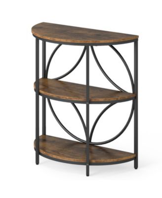 24-Inch Half-Round 3-Tier End Table with Metal Frame
