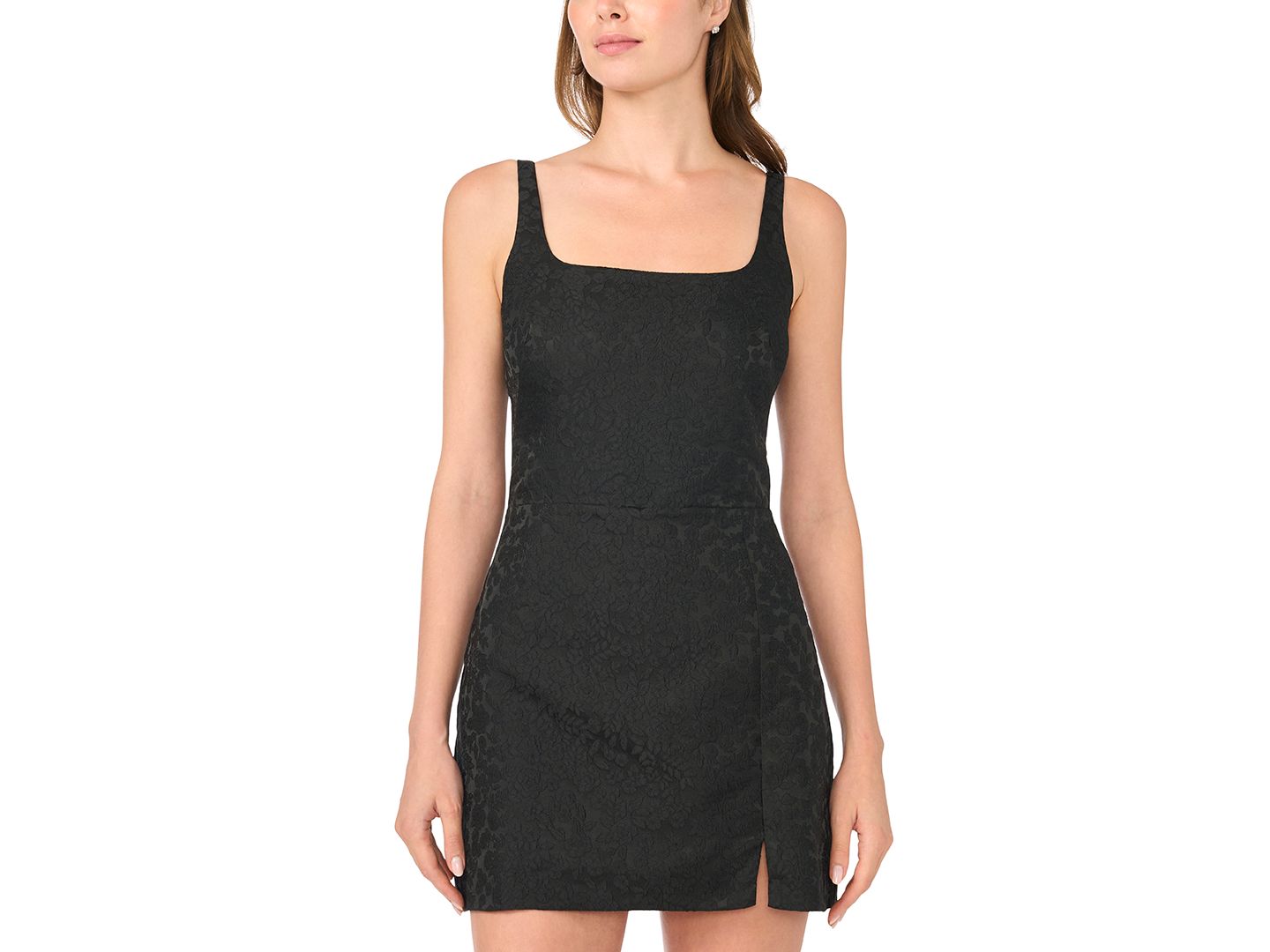 Женское платье Parker Floral-Print Square Neck Mini, цвет: Насыщенный чёрный — фото 2