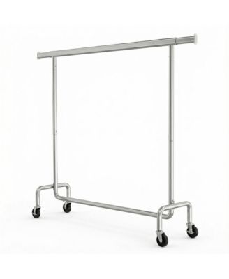 Clothes Rack with Wheels and Extendable Hanging Rod, Heavy-Duty Garment Rack